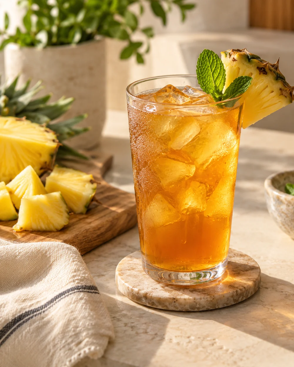 Pineapple Black Iced Tea — AI-generated editorial illustration