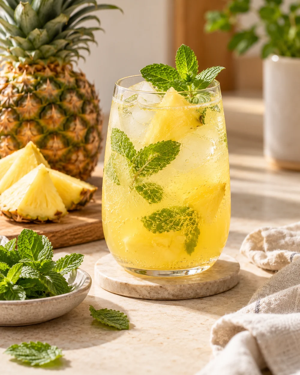 Pineapple Mint Sparkler — AI-generated editorial illustration