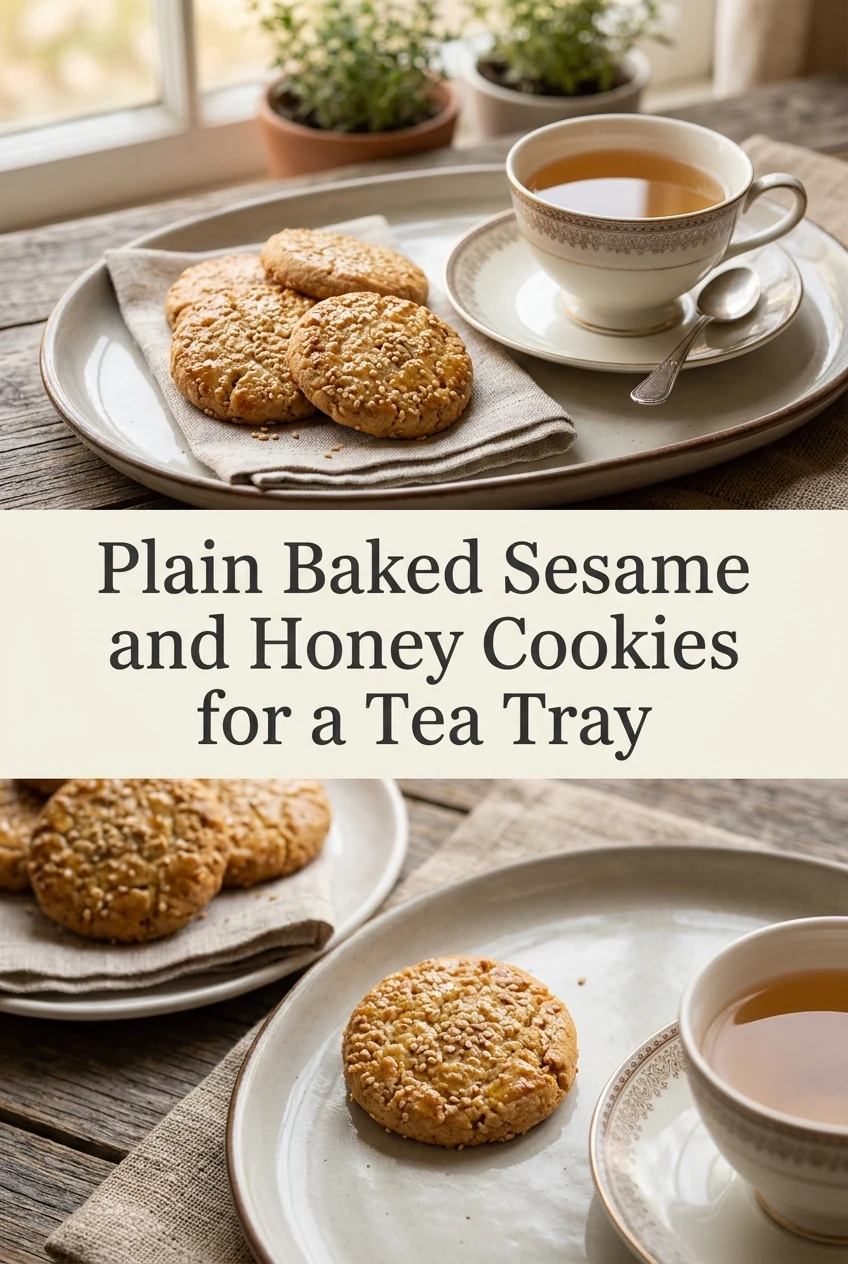 Plain Baked Sesame and Honey Cookies for a Tea Tray — AI-generated editorial illustration