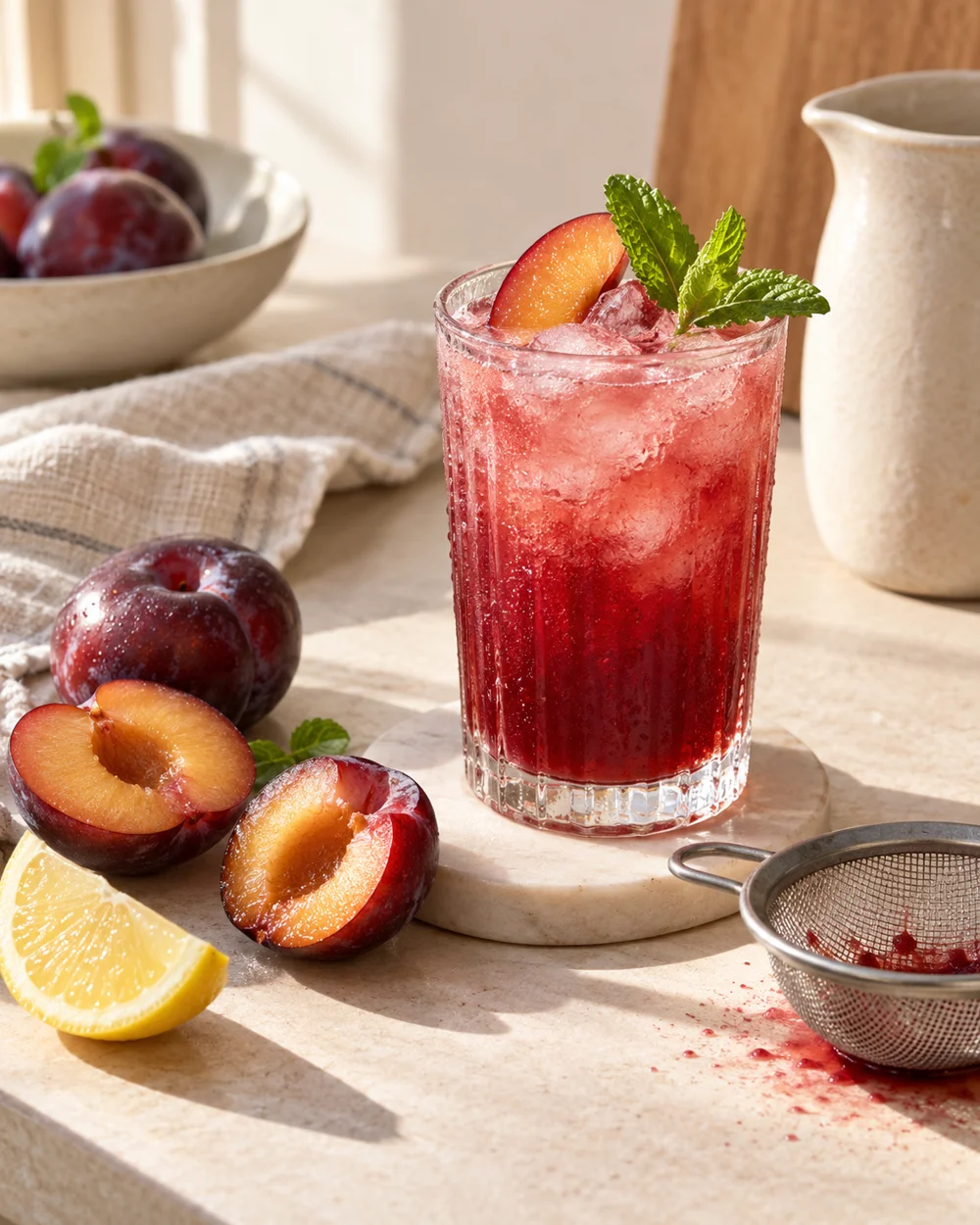 Plum Lemon Still Cooler — AI-generated editorial illustration