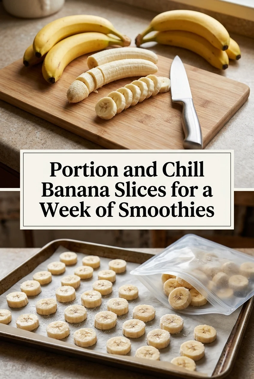 Portion and Chill Banana Slices for a Week of Smoothies — AI-generated editorial illustration