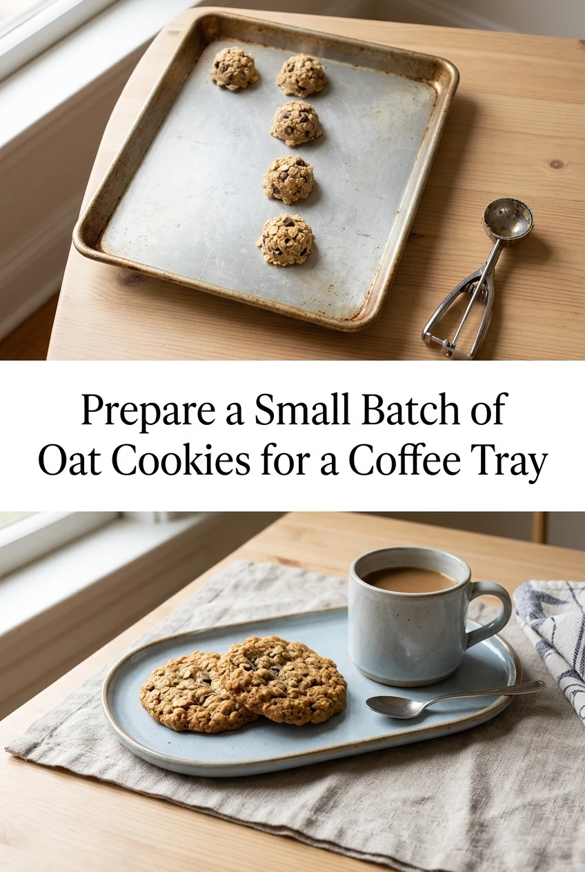 Prepare a Small Batch of Oat Cookies for a Coffee Tray — AI-generated editorial illustration