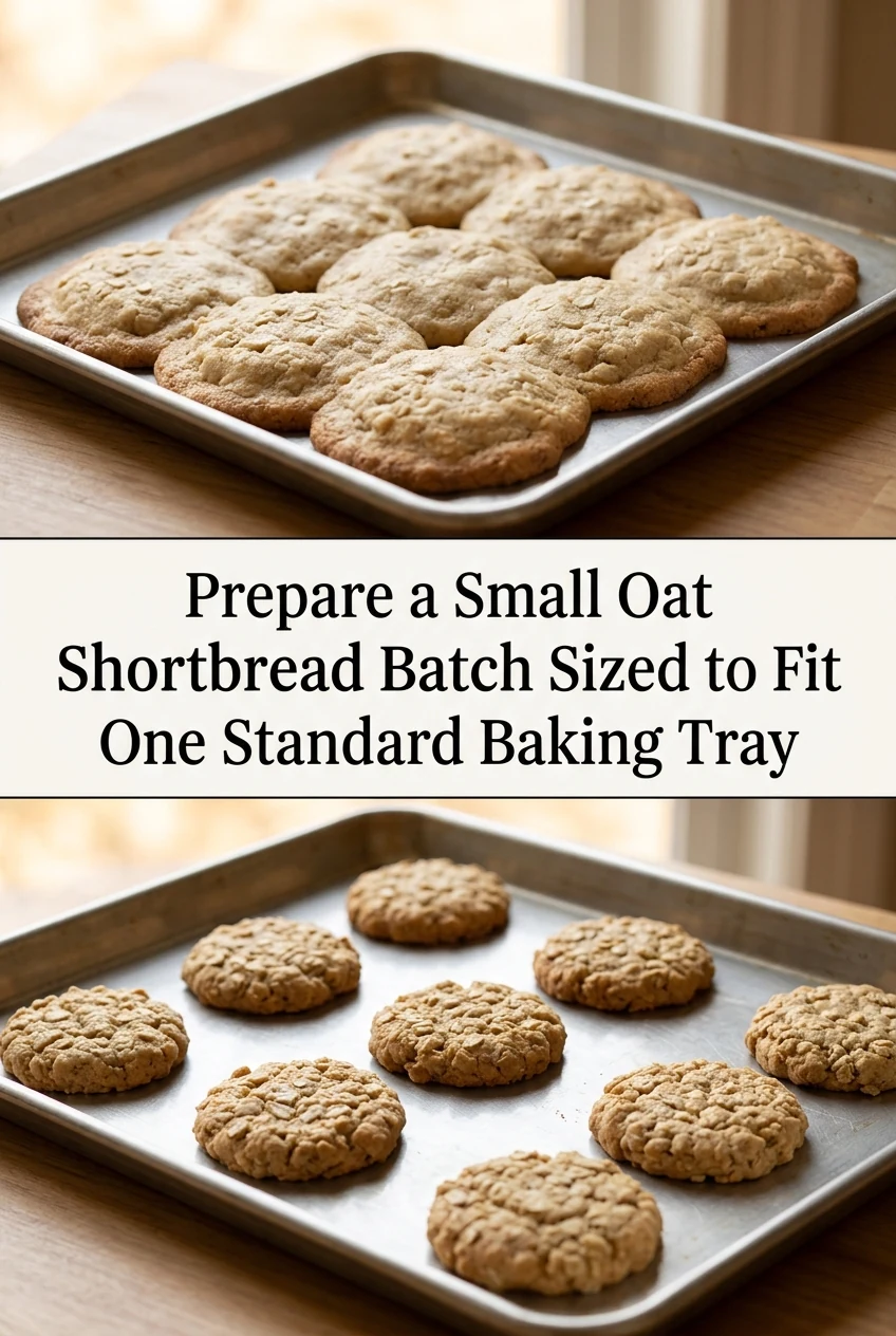 Prepare a Small Oat Shortbread Batch Sized to Fit One Standard Baking Tray — AI-generated editorial illustration