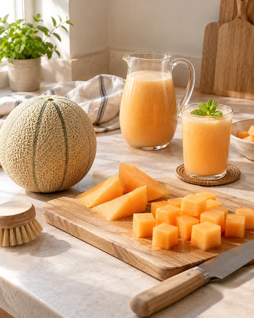 Prepare Melon Before Cutting Serving Pieces — AI-generated editorial illustration