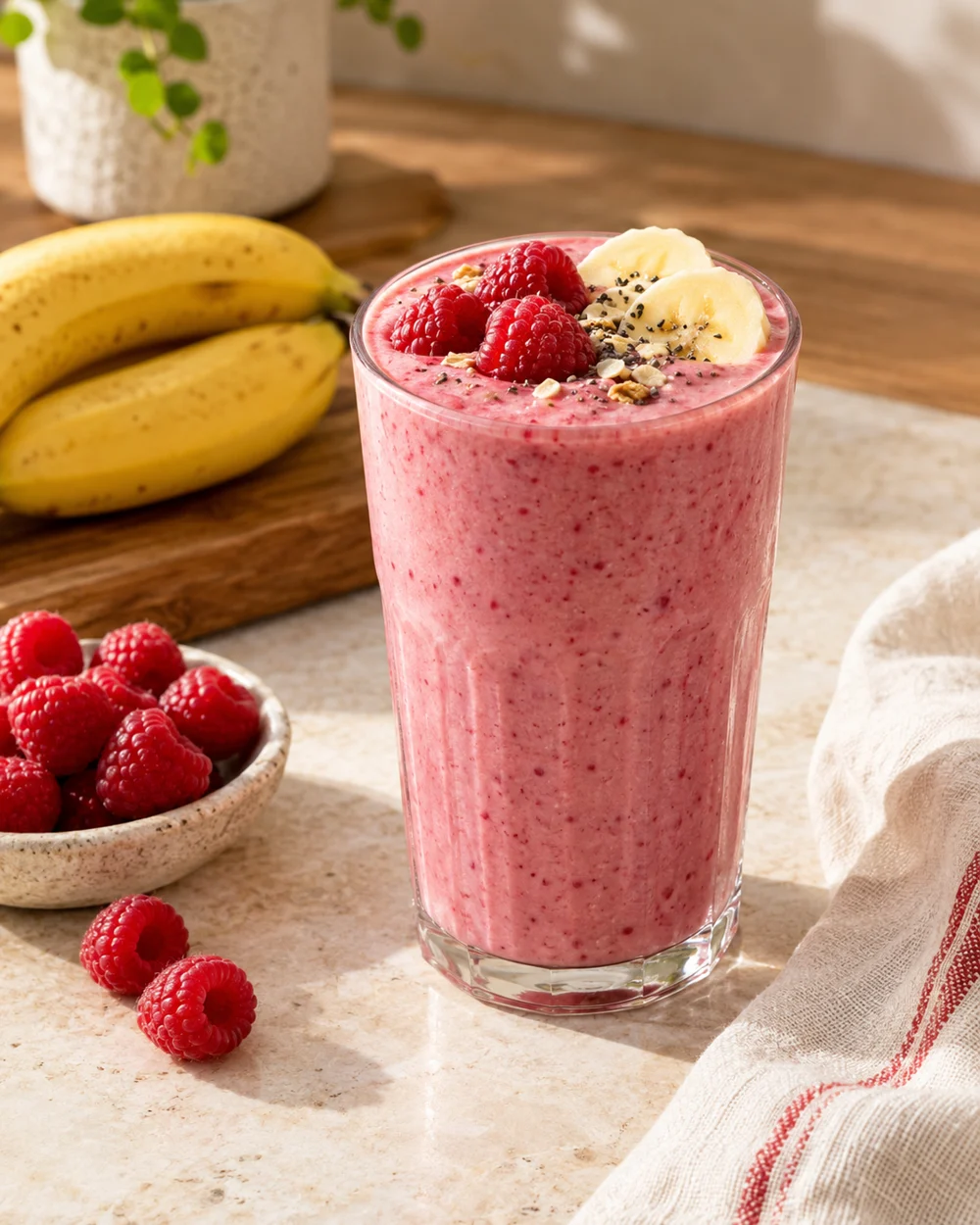 Raspberry Banana Smoothie — AI-generated editorial illustration