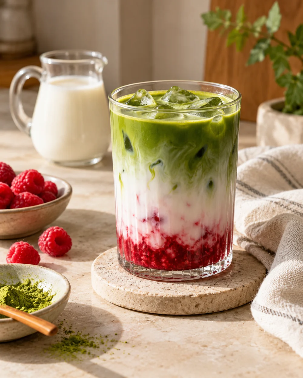 Raspberry Matcha Milk — AI-generated editorial illustration