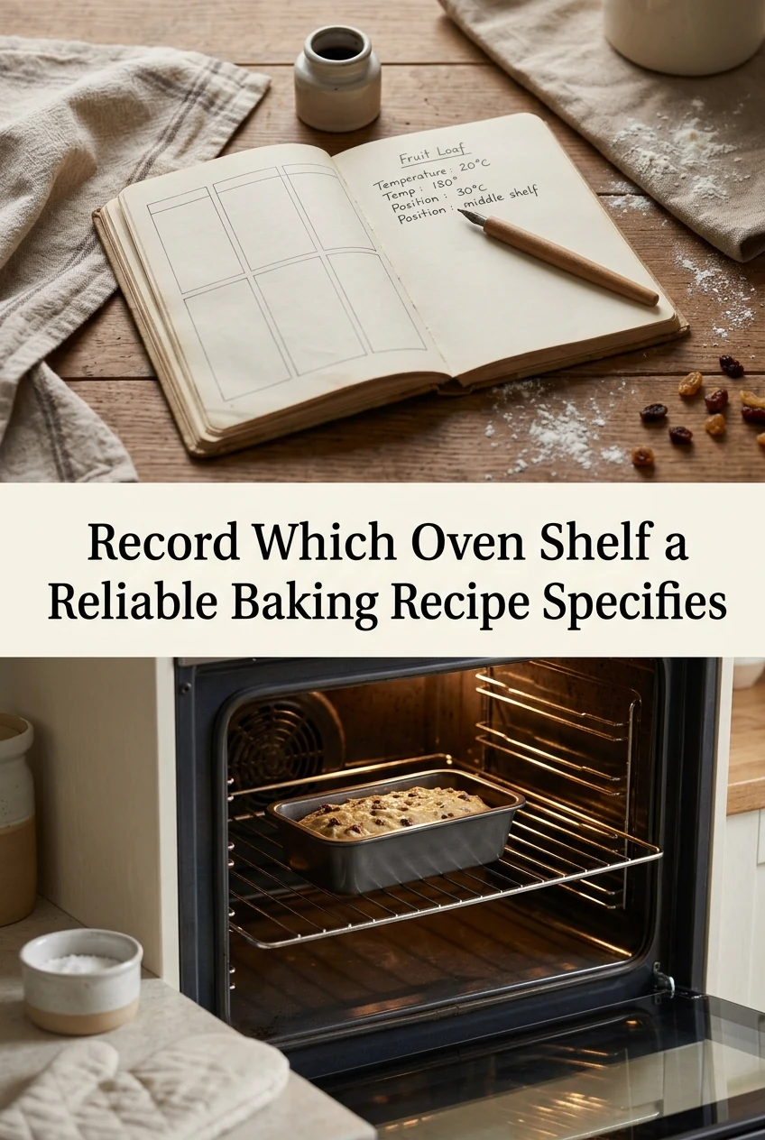 Record Which Oven Shelf a Reliable Baking Recipe Specifies — AI-generated editorial illustration