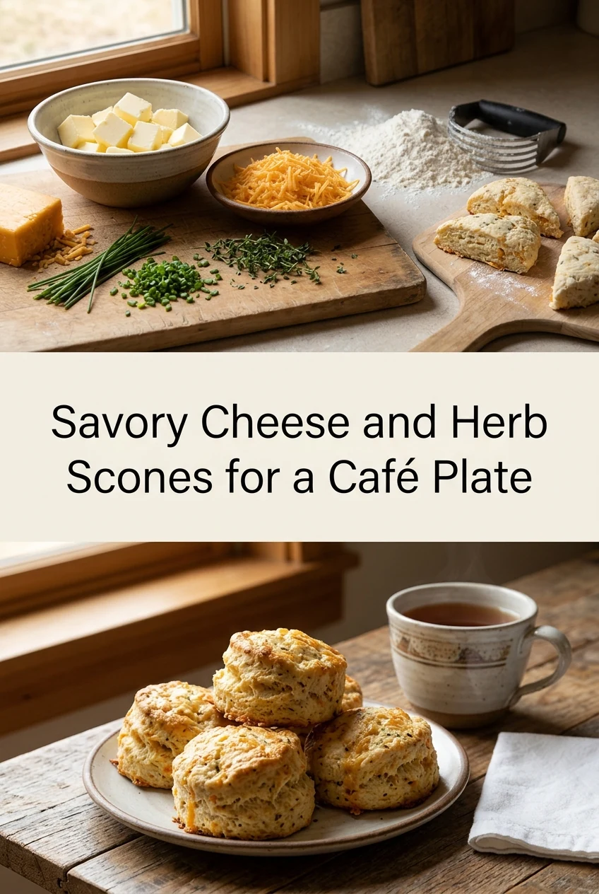 Savory Cheese and Herb Scones for a Café Plate — AI-generated editorial illustration