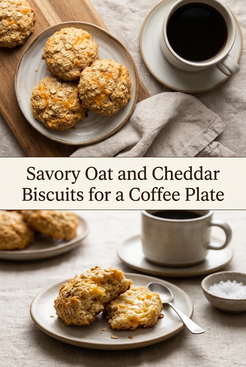 Savory Oat and Cheddar Biscuits for a Coffee Plate — AI-generated editorial illustration