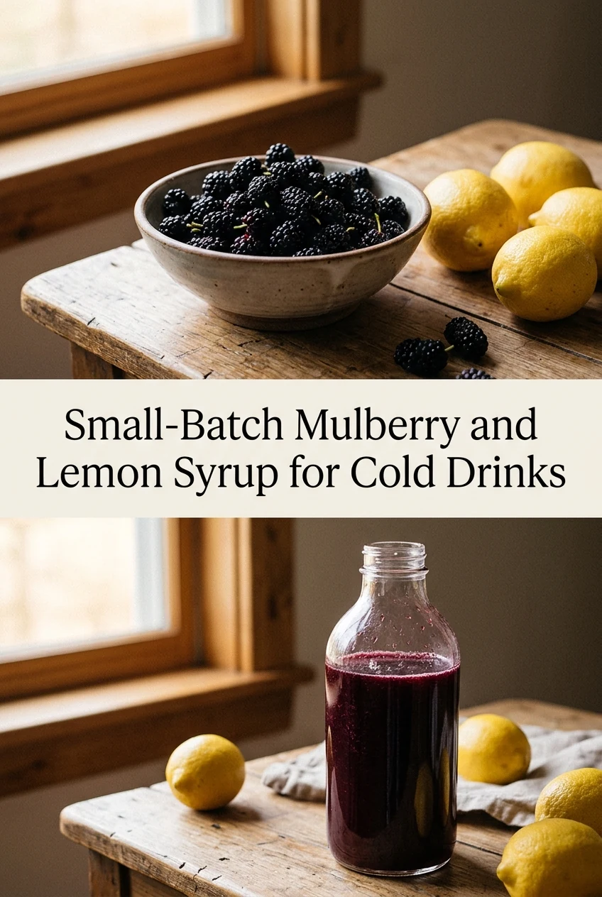 Small-Batch Mulberry and Lemon Syrup for Cold Drinks — AI-generated editorial illustration