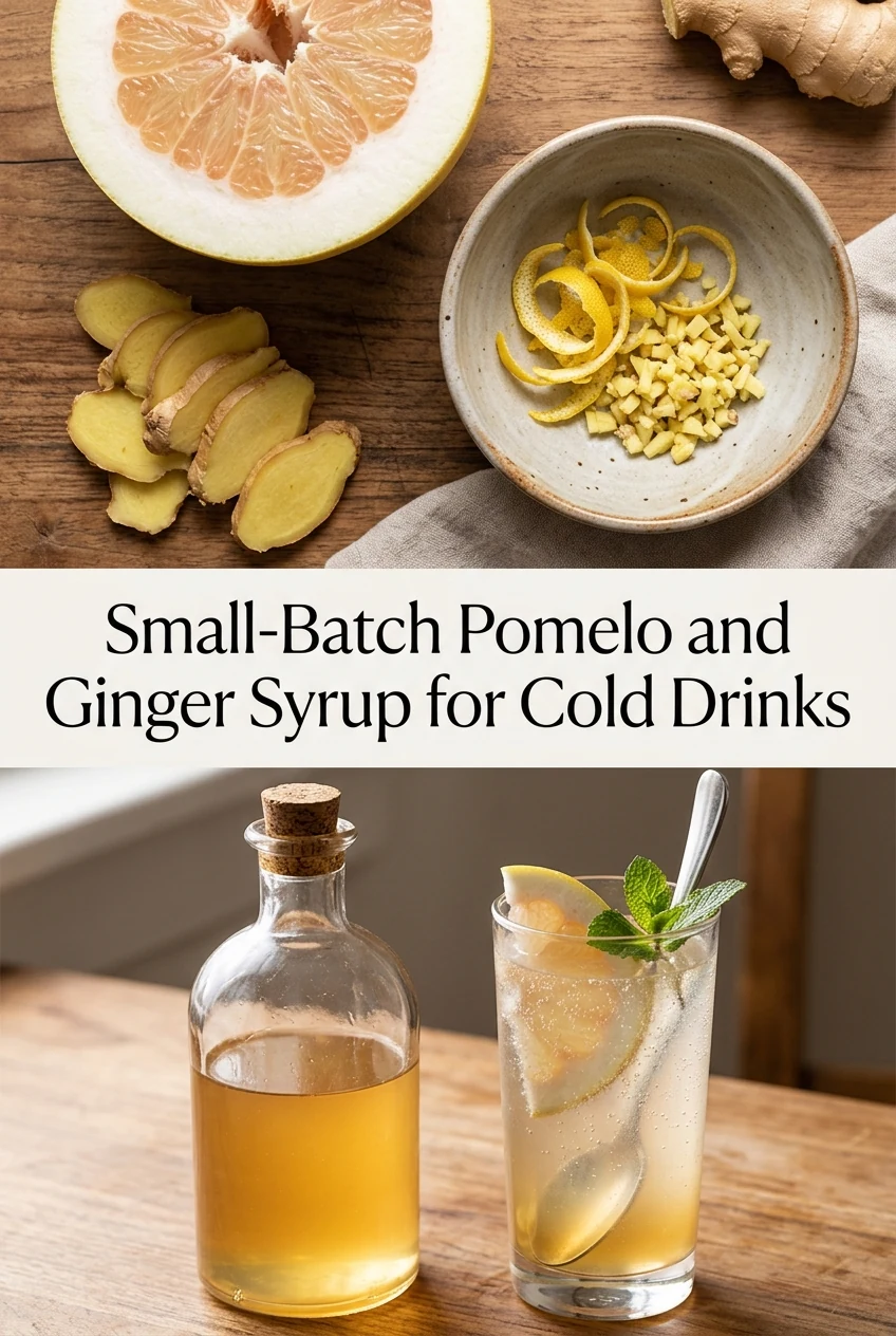 Small-Batch Pomelo and Ginger Syrup for Cold Drinks — AI-generated editorial illustration