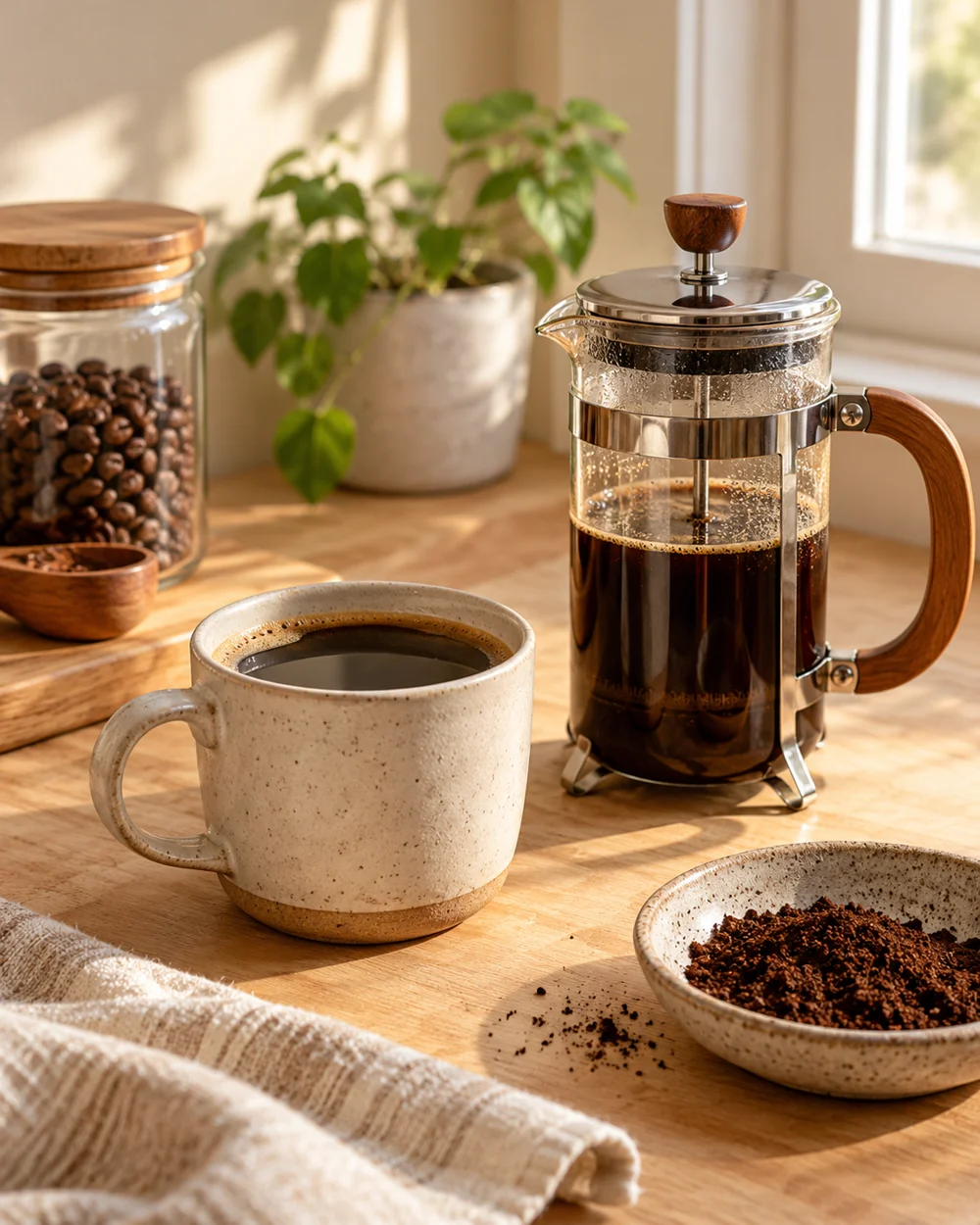 Small French-Press Coffee — AI-generated editorial illustration