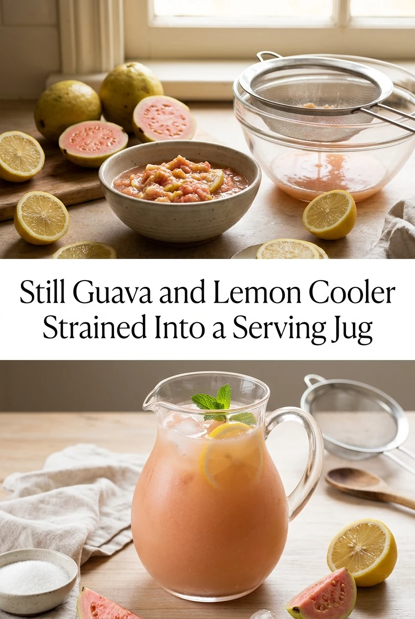 Still Guava and Lemon Cooler Strained Into a Serving Jug — AI-generated editorial illustration