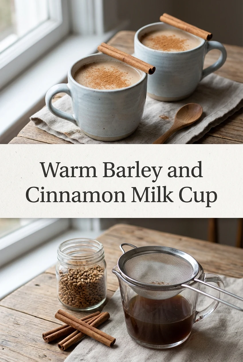 Warm Barley and Cinnamon Milk Cup — AI-generated editorial illustration