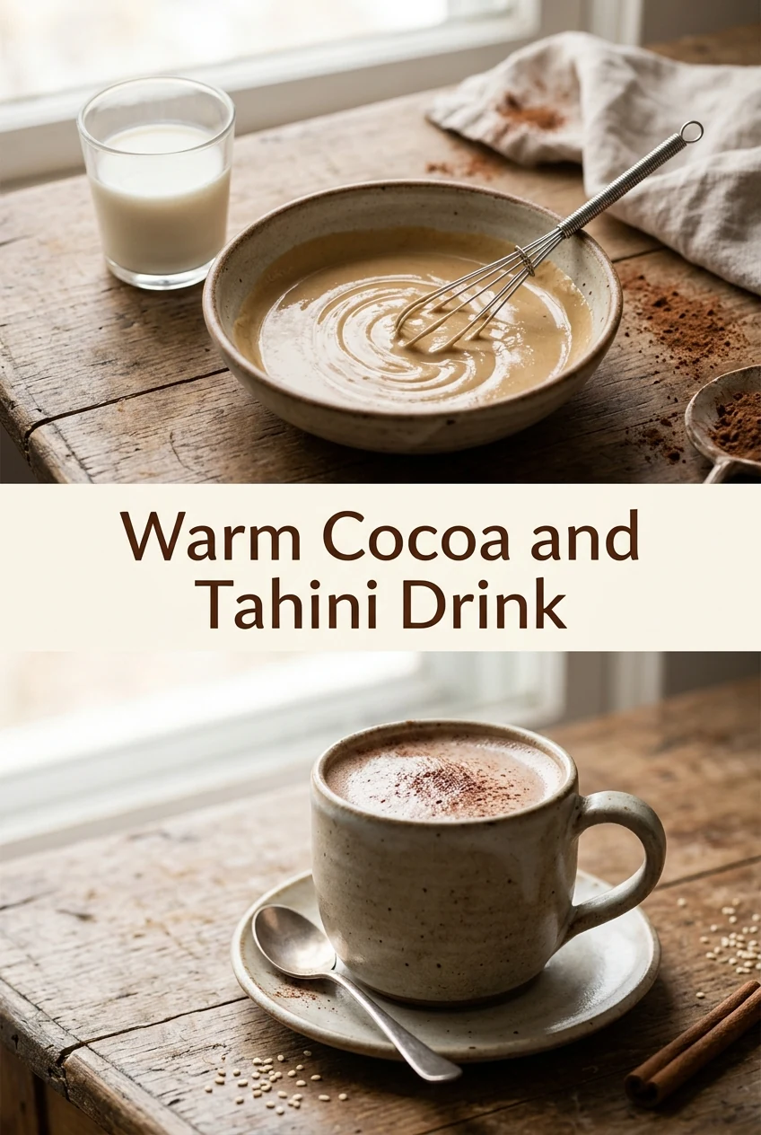 Warm Cocoa and Tahini Drink — AI-generated editorial illustration