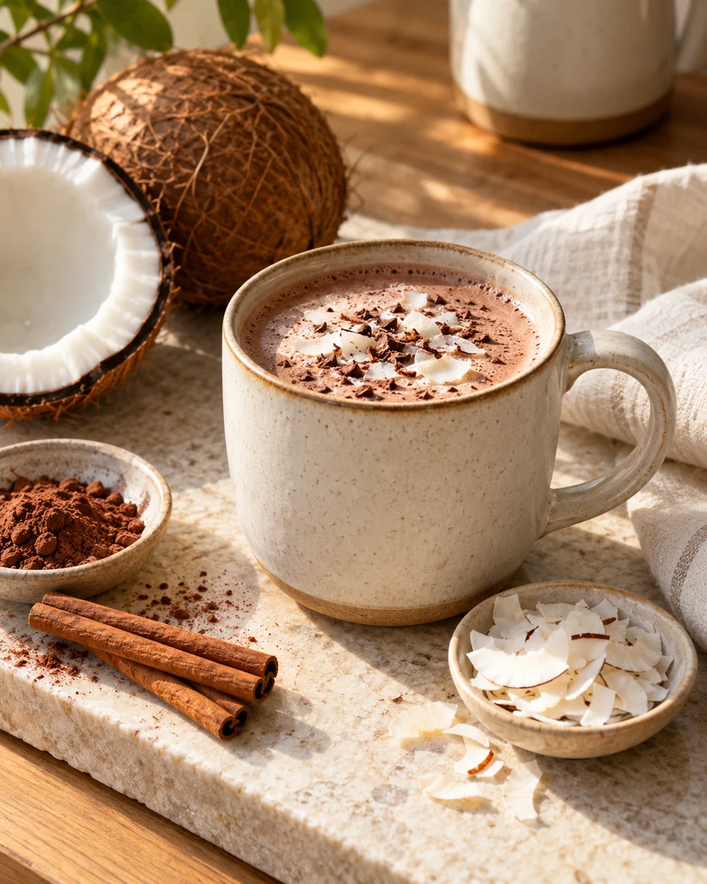Warm Coconut Cocoa Spice — AI-generated editorial illustration