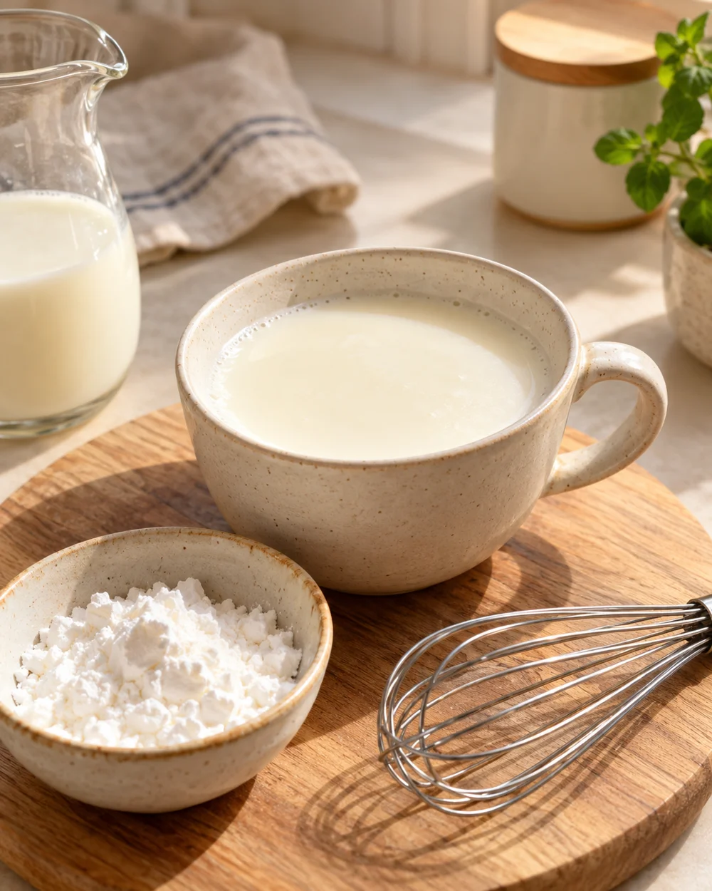 Warm Cornstarch Milk Cup — AI-generated editorial illustration