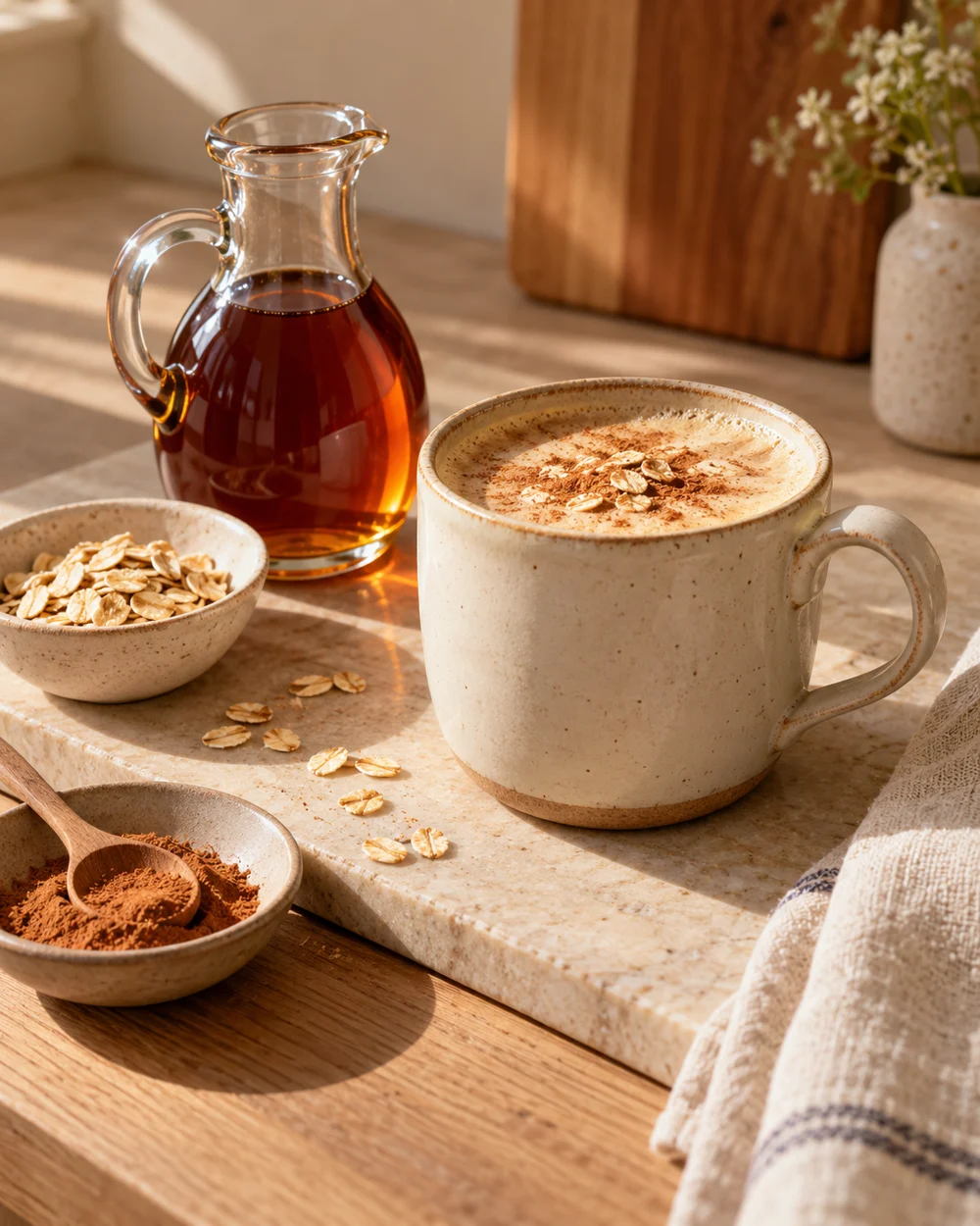 Warm Maple Oat Cup — AI-generated editorial illustration