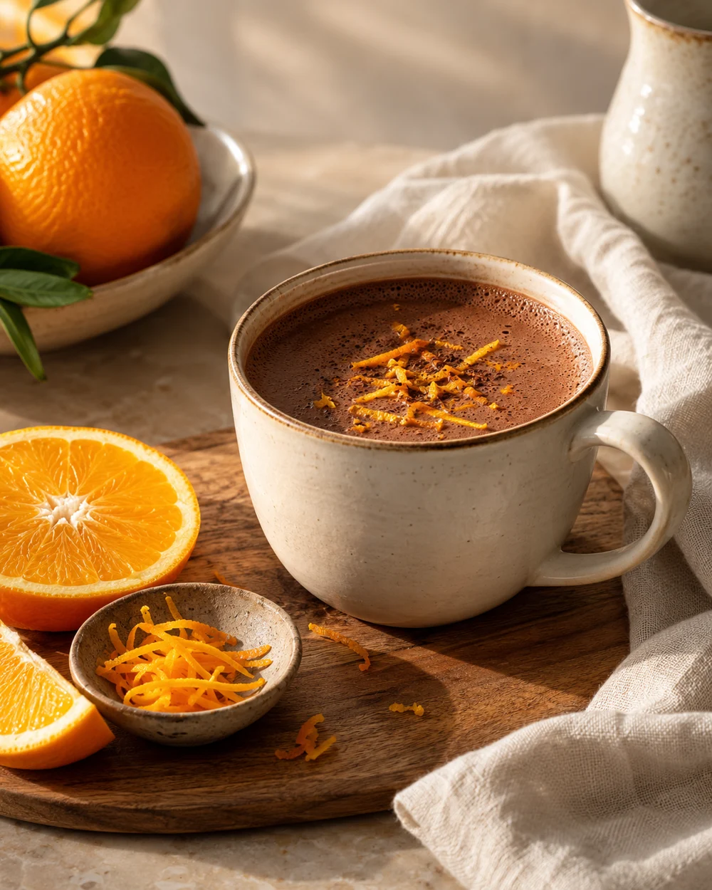 Warm Orange Zest Chocolate — AI-generated editorial illustration
