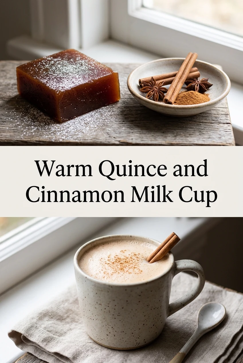 Warm Quince and Cinnamon Milk Cup — AI-generated editorial illustration
