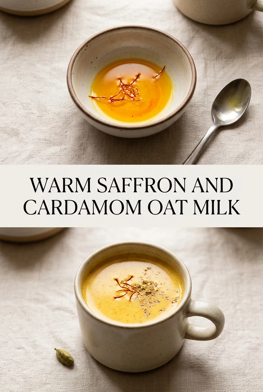 Warm Saffron and Cardamom Oat Milk — AI-generated editorial illustration