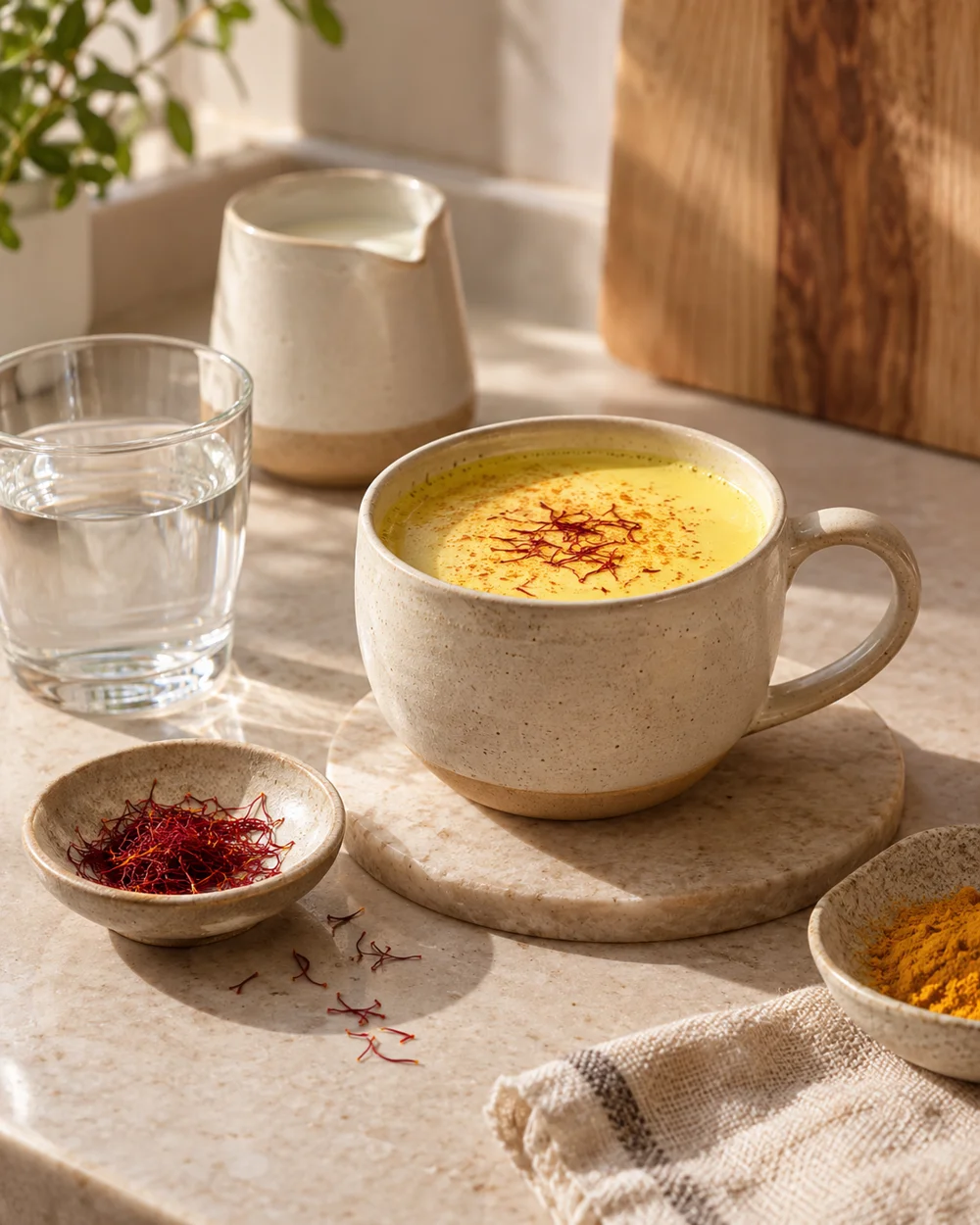 Warm Saffron Milk — AI-generated editorial illustration