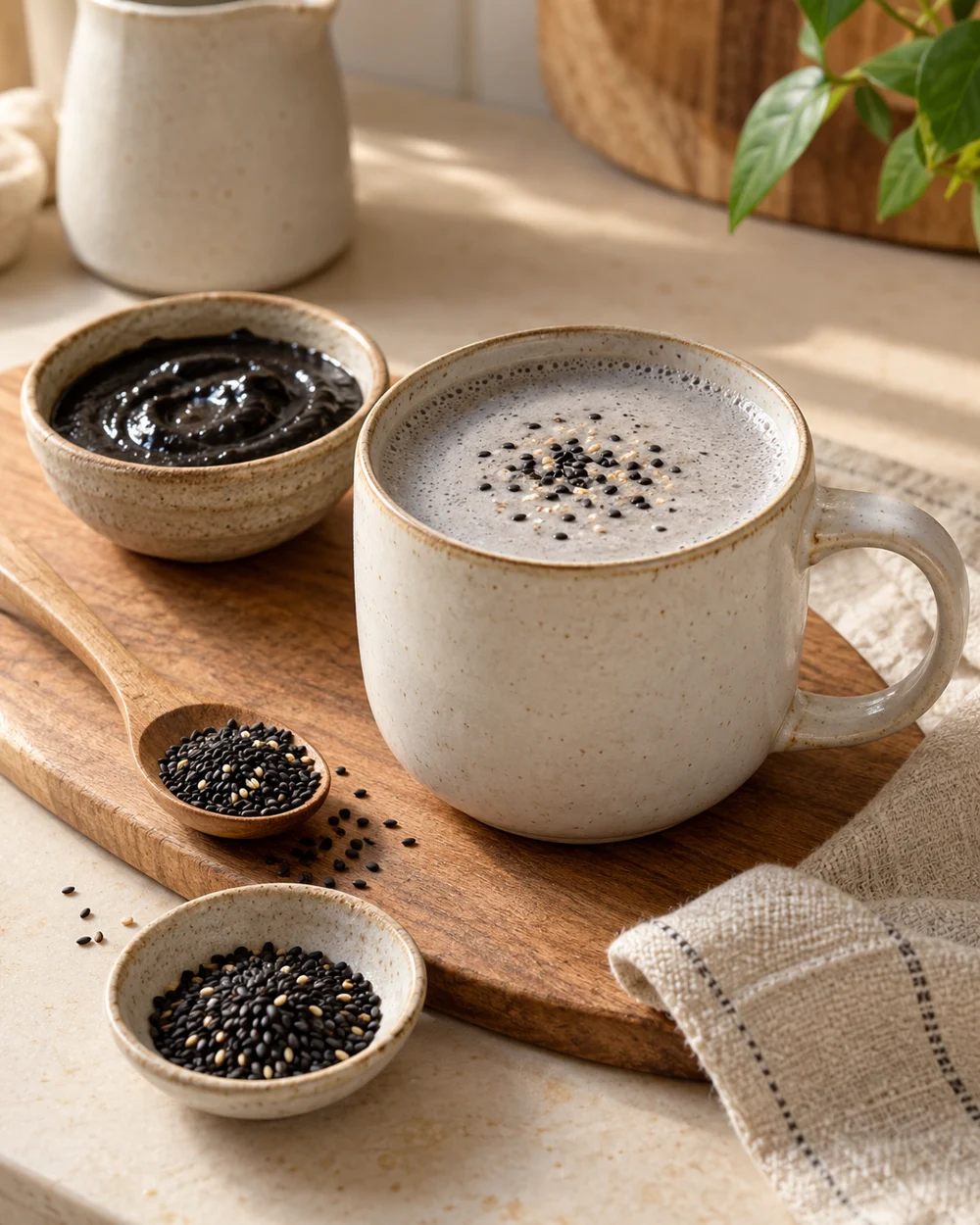 Warm Sesame Milk — AI-generated editorial illustration